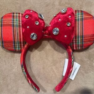 Disney Holiday Plaid Red Ears
